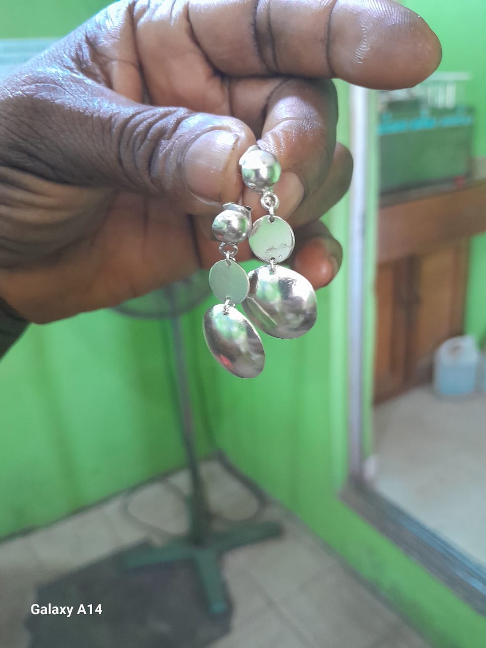 Silver drop earrings at Pelewura Treasures